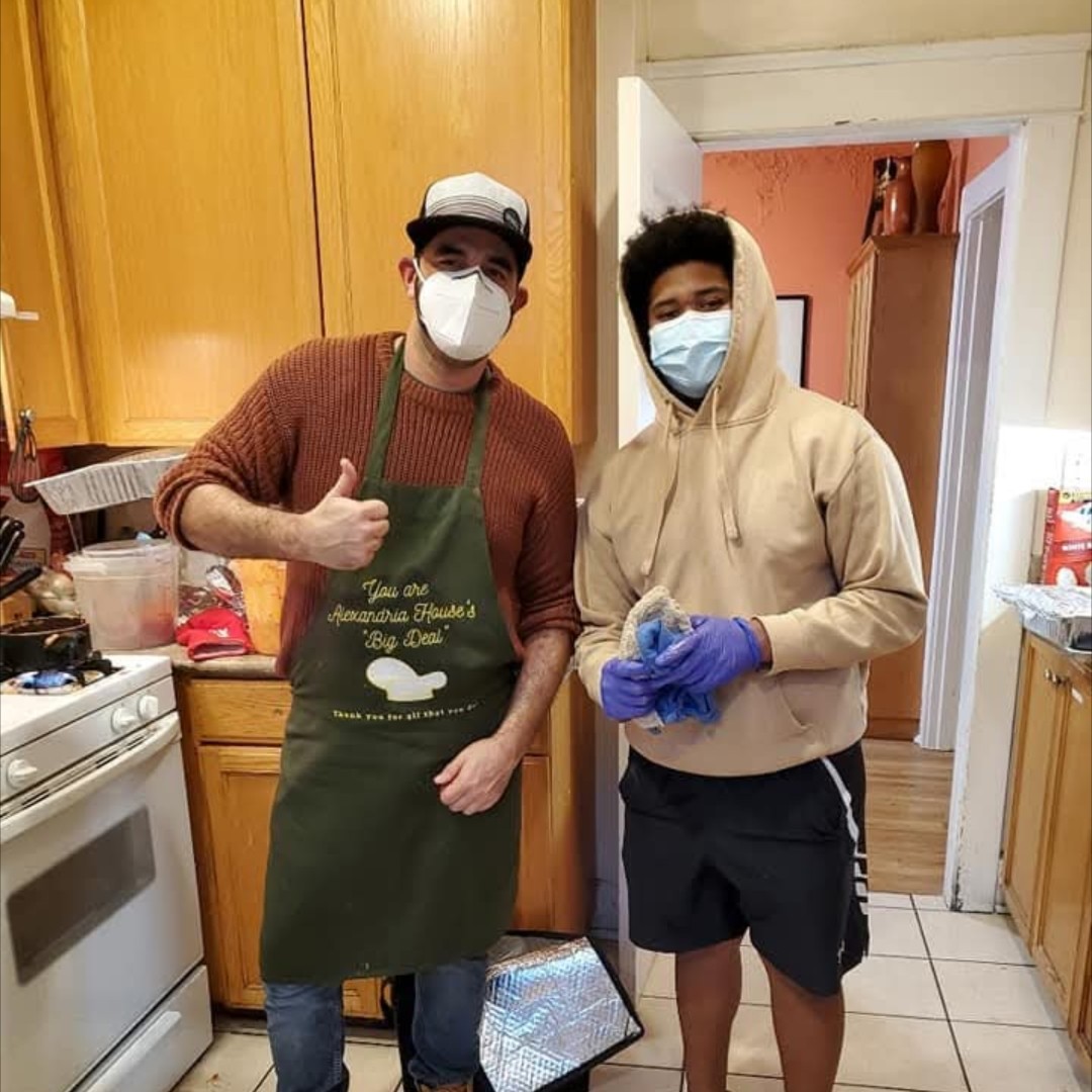 Craig and Zion cooking Christmas dinner together through the Be Kind Buddy System in December 2020